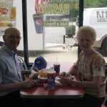 Fred and Betty Arnold take time out for lunch