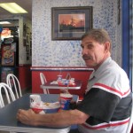Gail Weaver takes time out to help for lunch and then the Blizzard