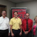 Paul (Fairfield Bay Mayor) Robert (BHP Billiton) Chris (ASU) and Robbie (Fairfield Bay Chamber) take time out for a picture