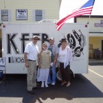 Bob Connell with KFFB, Connie and Glenn Yoder and Aunt Minnie talk up the big day