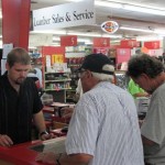 Gentry checks folks out