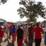 Folks line up for the Watermelon Feed
