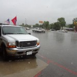 The remote begins with a downpour of rain